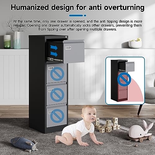 2 Drawer Vertical File Cabinet with Lock for Letter Size, Steel Office Storage Y50014