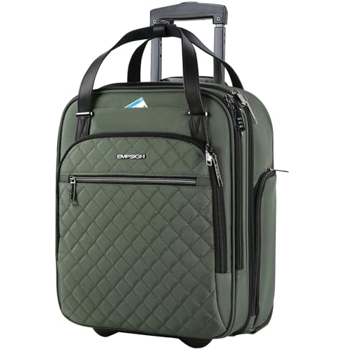 EMPSIGN Underseat Carry On Wheeled 16" Lightweight Rolling Bag for Travel, Black B8919