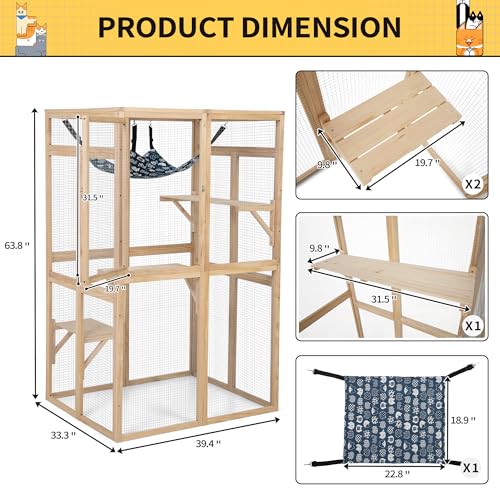 COZIWOW Catio Outdoor Cat Enclosure with Window Access, Wooden Kitty Cage, White T1021
