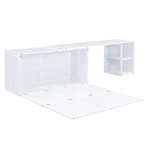 Queen Murphy Bed with Storage Drawer and Desk, Gray N8582