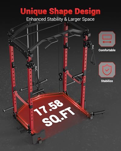 Power Cage with Cable Crossover System for Home Gym, 1600LBS Capacity J50127