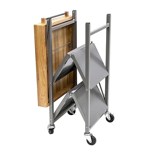 Origami Folding Kitchen Cart on Wheels, 3-Tier Rolling Cart Z2164