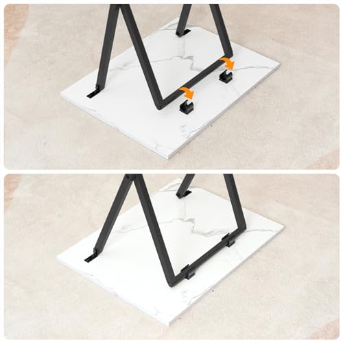HOOBRO Folding TV Tray Tables, Set of 2, Marble and Gold C48497
