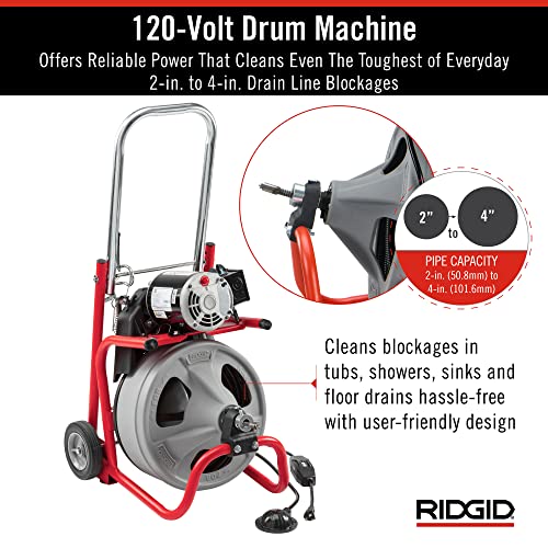 RIDGID K-400 Drain Cleaning Drum Machine Kit with 1/2" x 75' Cable I39446