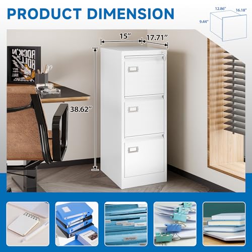 2 Drawer Vertical File Cabinet with Lock for Letter Size, Steel Office Storage Y50014