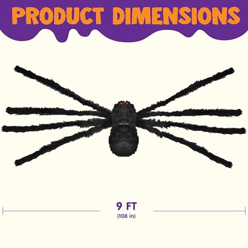 JOYIN 9 Ft Halloween Spider Outdoor Decorations Giant Scary Props Q72122