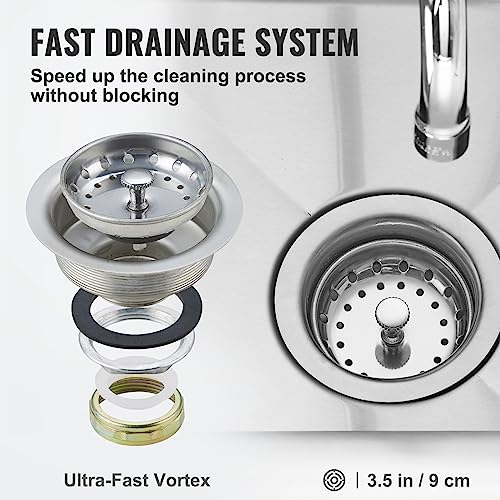VEVOR Stainless Steel Prep & Utility Sink with Faucet and Legs, 21"x18" Single Bowl L5070