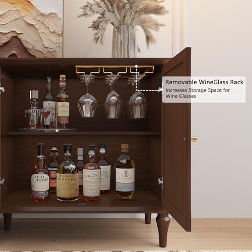 ARTPOWER Sideboard Buffet Cabinet with Storage, 58'' Mid-Century Modern, Brown M393886