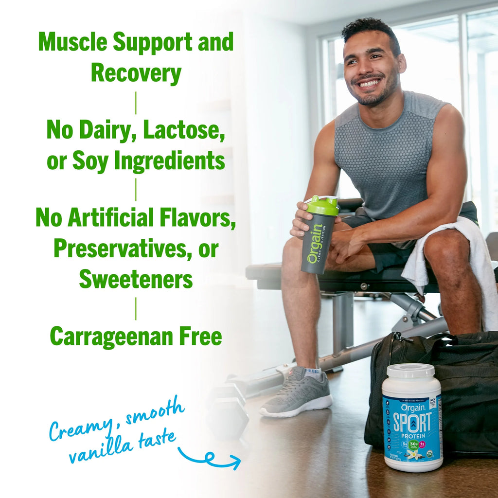 Orgain Organic Vegan Sport Protein Powder, Vanilla, 2.01lb H2906