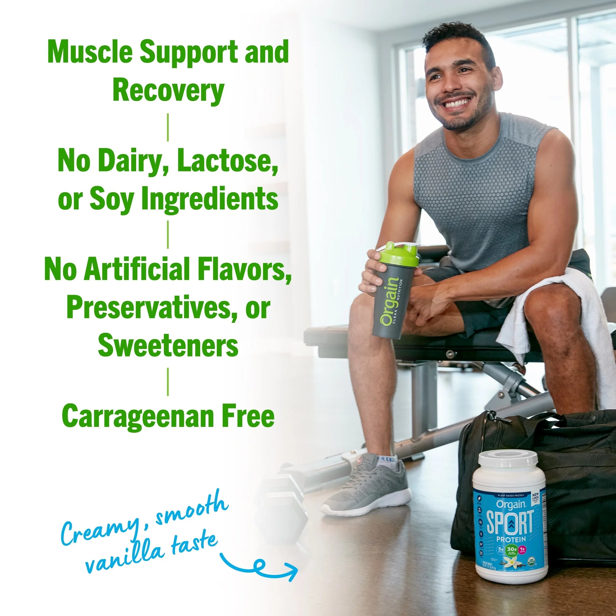 Orgain Organic Vegan Sport Protein Powder, Vanilla, 2.01lb H2906
