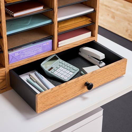 Safco Wooden Paper and Mail Organizer, Adjustable Shelves, Stackable B285