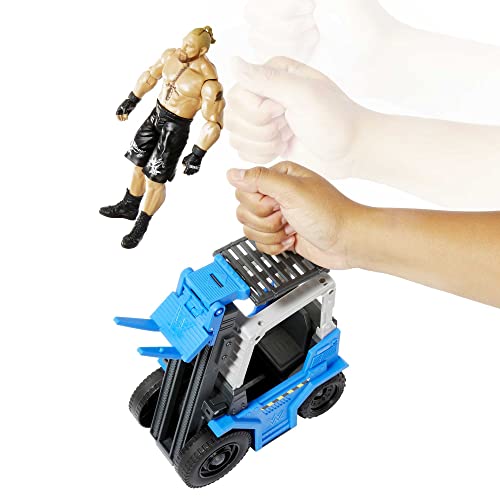 Mattel WWE Wrekkin' Slam & Stack Forklift Action Figure Playset with Brock Lesnar 6-Inch Collectible W68645