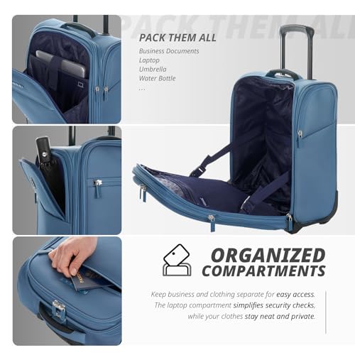 Verage Under Seat Luggage with Wheels, Softside Spinner Carry On, Navy 14-Inch A51804
