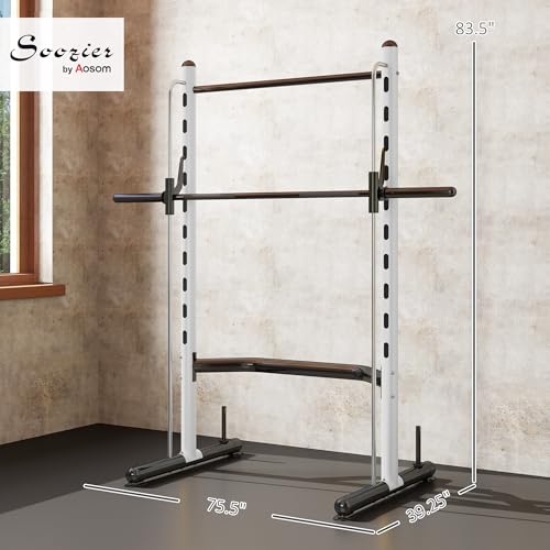 Soozier Squat Rack with Pull-Up Bar, Adjustable Power Rack for Home Gym I377