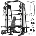 Mikolo Smith Machine 2200lbs Squat Rack with Lat Pulldown & Cable Crossover E219