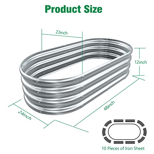 MOFEEZ 2x2x1 Ft Round Raised Garden Bed, Galvanized Metal Planter B4273