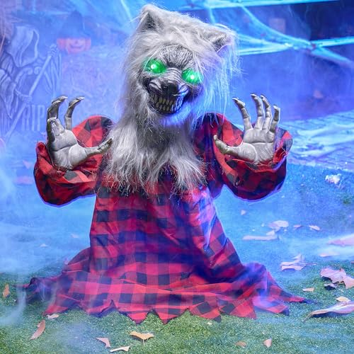 JOYIN Halloween Animated Werewolf Outdoor Decoration with Moving Arms & Light-Up Eyes O998