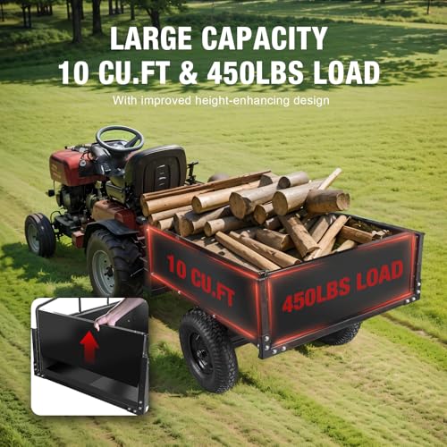 BIG RED Heavy Duty ATV Trailer Steel Dump Cart 450lbs 10 cu.ft Z28713