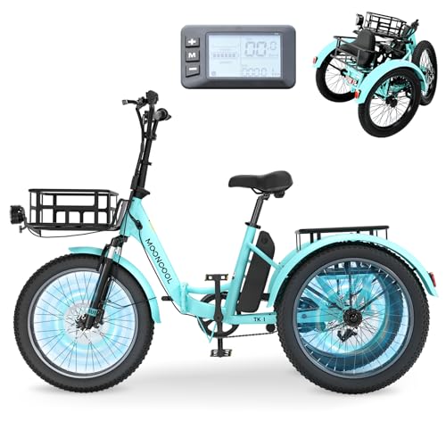 MOONCOOL Electric Trike for Adults, 20" Folding 3-Wheel Ebike, 500W Motor, Removable Battery W50658