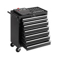 7-Drawer Rolling Tool Chest with Wheels, Lockable Steel Storage Cabinet, Black S62207