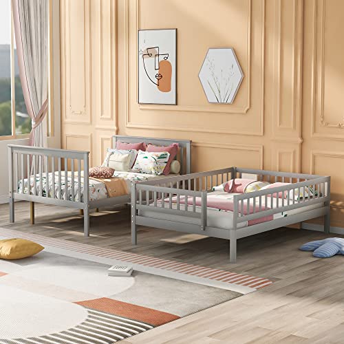 Harper & Bright Designs Twin Size Loft Bed with L-Shaped Desk and Stairs, Solid Wood, White D768