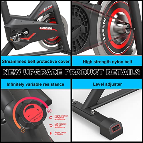 Indoor Cycling Bike with iPad Mount & LCD Monitor, Silent Belt Drive L36836
