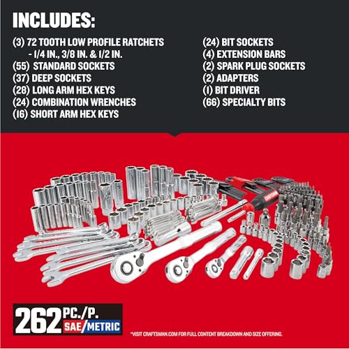 Craftsman 262-Piece Mechanic Tool Set with 3-Drawer VERSASTACK Tool Box, SAE/Metric W740