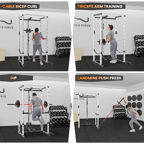 Power Cage with LAT Pulldown and Cable Pulley System for Home Gym N4466