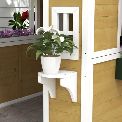 Outsunny Wooden Kids Playhouse with Doors and Windows for Toddlers 3-8 Years, Beige Q471