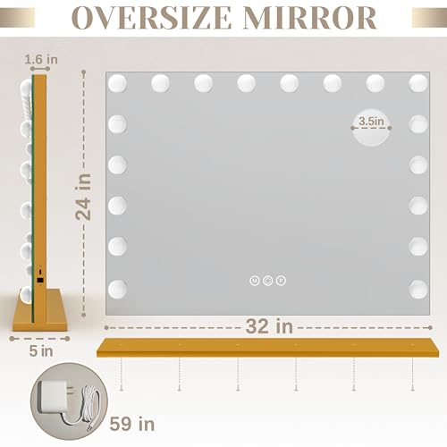 Vanity Mirror with Lights, 12.6"×15" LED Makeup Mirror, Touch Control Dimmable D52089