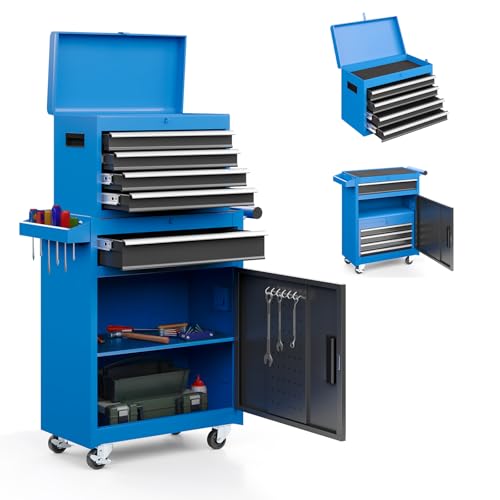 5-Drawer Rolling Tool Chest Storage Cabinet with Detachable Top Tool Box, Black R11137
