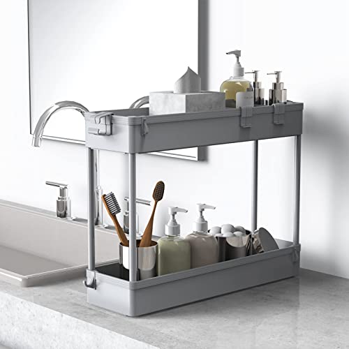 SPACELEAD Slim Storage Cart 4 Tier, Rolling Utility Cart for Bathroom & Kitchen, White Q18019