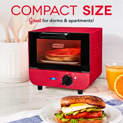 DASH Mini Toaster Oven Cooker for Bread, Bagels, Pizza, Paninis - Red B5381