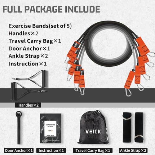 VEICK Resistance Bands with Handles for Home Workout O75059