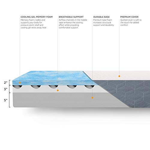 Amazon Basics Cooling Gel Memory Foam Mattress, Medium-Firm, King Size F9813