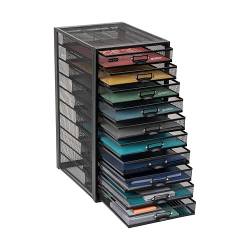 Mind Reader 10-Drawer Metal Mesh Desk Organizer, Silver N923041