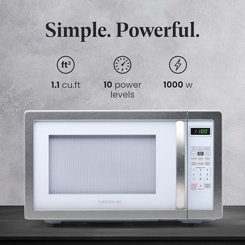 Farberware Countertop Microwave 1000W 1.1 cu ft Black Stainless Steel P5805