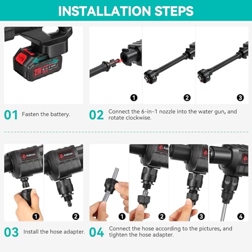 Cordless Pressure Washer 800PSI 1.5GPM with 6-in-1 Nozzle Y623372