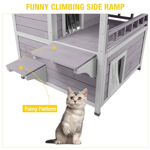 Aivituvin Cat House Indoor 2 Story Feral Cat Shelter for Winter Outdoor Large B645914