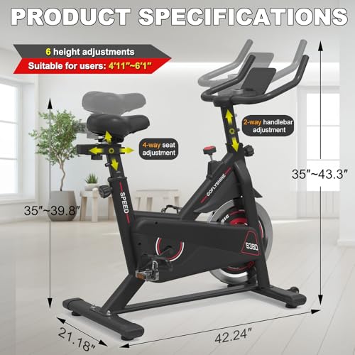 Indoor Cycling Bike with iPad Mount & LCD Monitor, Silent Belt Drive L36836
