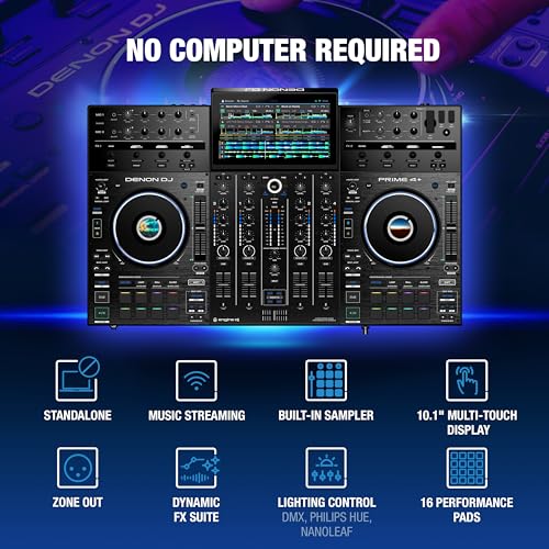Denon DJ PRIME 4+ Standalone DJ Controller with 4 Decks and 10.1" Touchscreen Z5622