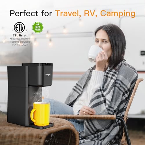 Mini Hot and Iced Coffee Maker Single Serve for K Cup and Ground, Classic Black O715039