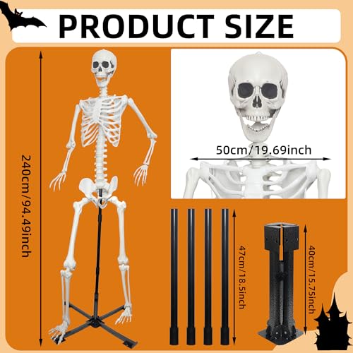 Halloween Skeleton Decoration 5.4ft Realistic Plastic with Movable Joints Gray U13918