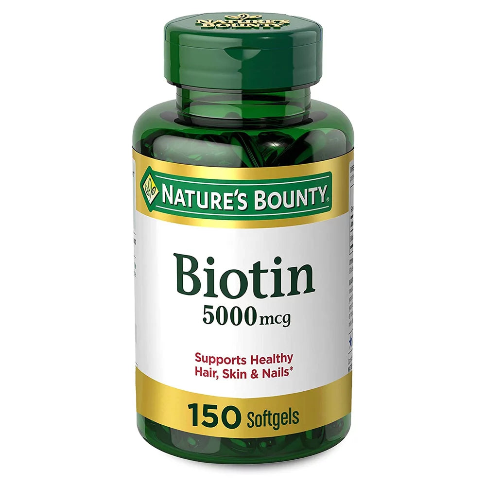 Nature's Bounty Biotin 5000 mcg Softgels, 150 Count, Pack of 3 I587