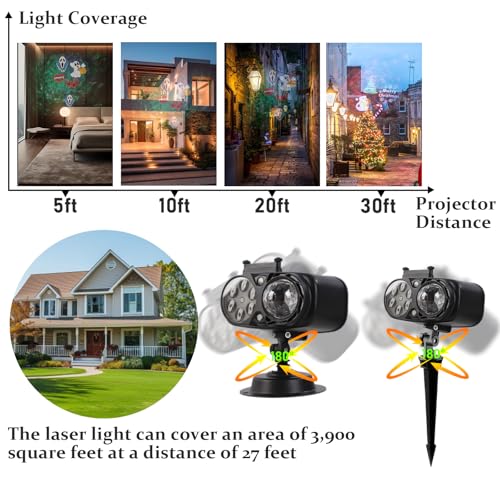 Holiday Projector with 10 HD Replaceable Slides, Waterproof Outdoor Decoration Light F6111