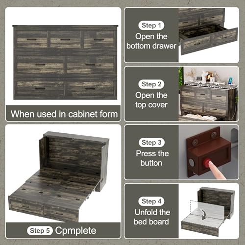 Queen Size Murphy Bed Cabinet with Charging Station, White P336686