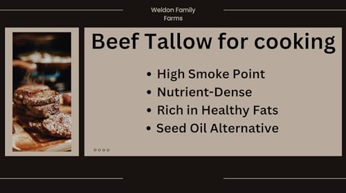 Weldon Family Farms Rendered Beef Tallow for Cooking, Grass Fed, 2 Pack, 16oz Total C474231