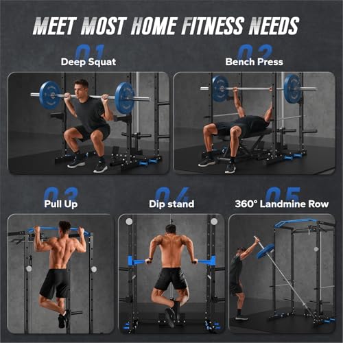 MERACH Power Cage Squat Rack with Cable Crossover for Home Gym F778
