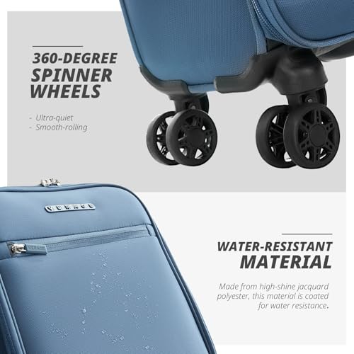 Verage Under Seat Luggage with Wheels, Softside Spinner Carry On, Navy 14-Inch A51804