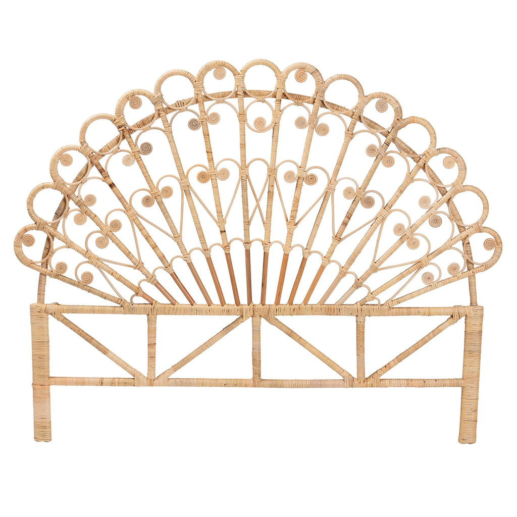 Rasima Modern Bohemian Natural Brown Rattan Queen Headboard F983